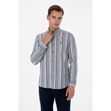 U.S. Polo Assn. Erkek Lacivert Uzun Kollu Çizgili Gömlek 50316565-VR033