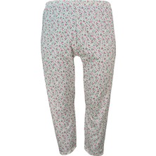 Abarta Kadın Pamuklu Jumbo 5xl-6xl Düz Paça Ağlı Çiçekli Kışlık Anne Pijama Altı