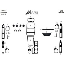 Mars Cockpit Design Compass Konsol-Torpido Kaplama 2010-2012 25 Parça Siyah Karbon