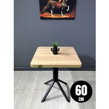 Hey Modüler Mobilya Zeren Sonoma Kare Balkon Masası Mutfak Yemek Masası Siyah Ayak 60 cm