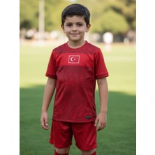 Bite Nose Türkiye Milli Takım Kırmızı Şortlu Çocuk Çoraplı  T-Shirt Halısaha Forma