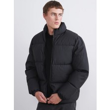 LC Waikiki Xsıde Siyah Rahat Kalıp Dik Yaka Erkek Şişme Mont