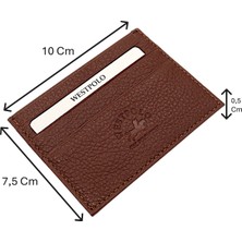 Westpolo Hakiki Deri Slim Ince Unisex Kartlık - Taba