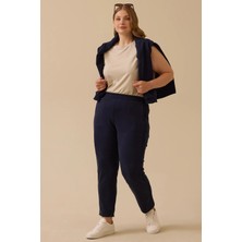 Galaxi Kadın Büyük Beden Elastik Bel Cepli Pantolon 4021 Lacivert