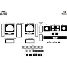 Mars Cockpit Design Man Le Konsol-Torpido Kaplama 2002-2006  60 Parça Piano Black