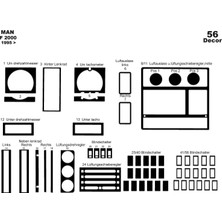 Mars Cockpit Design Man F 2000 Konsol-Torpido Kaplama 1995-1999 56 Parça Piano Black