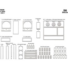 Mars Cockpit Design Man F 2000 Konsol-Torpido Kaplama 1995-1999 56 Parça Alüminyum