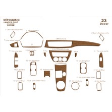 Mars Cockpit Design Mitsubishi Colt - Lancer Konsol-Torpido Kaplama 2002 23 Parça Açık Meşe