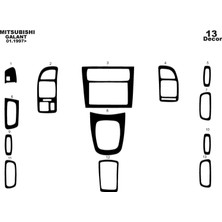 Mars Cockpit Design Mitsubishi Galant Konsol-Torpido Kaplama 1998-2002 13 Parça Piano Black