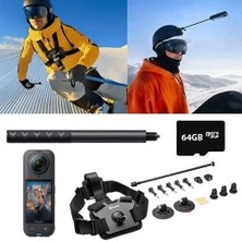 Insta360 X5 Aksiyon Kamerası Kar Kiti Ultra Geniş Açılı Çekim Özelliği ile 64GB Micro SD Kart