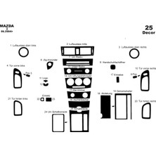 Mars Cockpit Design Mazda 3 Konsol-Torpido Kaplama 2004-2009 25 Parça Piano Black
