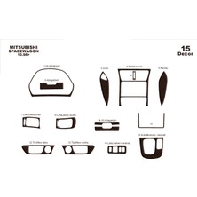 Mars Cockpit Design Mitsubishi Spacewagon Konsol-Torpido Kaplama 1998-2004 15 Parça Koyu Meşe