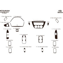 Mars Cockpit Design Mitsubishi Lancer Konsol-Torpido Kaplama 2002-2009 19 Parça Koyu Meşe