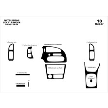 Mars Cockpit Design Mitsubishi Colt - Lancer Konsol-Torpido Kaplama 1996-2004 10 Par Piano Black