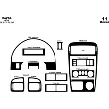 Mars Cockpit Design Mazda 626 Konsol-Torpido Kaplama 1997-2004 11 Parça Piano Black