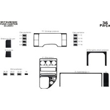 Mars Cockpit Design Mitsubishi Fuso Center Konsol-Torpido Kaplama 2005 36 Parça Siyah Karbon