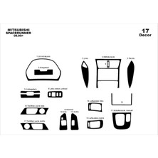 Mars Cockpit Design Mitsubishi Spacerunner Konsol-Torpido Kaplama 1999-2004 17 Parç Piano Black