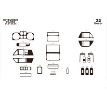 Mars Cockpit Design Mitsubishi Pajero Konsol-Torpido Kaplama 2001-2004 22 Parça Koyu Meşe