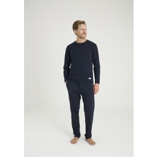 Battal Kly Sıfır Yaka Uzun Kol Büyük Beden Erkek Pijama Takım