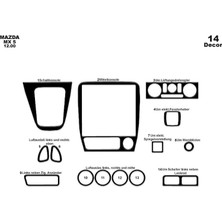 Mars Cockpit Design Mazda Mx 5 Konsol-Torpido Kaplama 2000-2005 14 Parça Piano Black