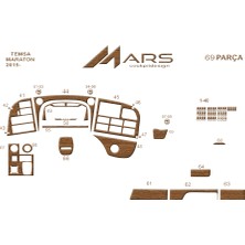 Mars Cockpit Design Mitsubishi Temsa Maraton 2015- Konsol-Torpido Kaplama 69 Parça Açık Meşe