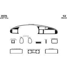 Mars Cockpit Design Mazda Pick Up Konsol-Torpido Kaplama 1999-2006 12 Parça Siyah Karbon