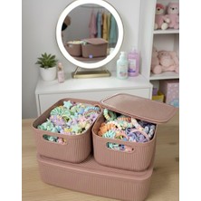 Okyanus Home Linea Smart Box Pembe 3lü Set 1 Adet 4,5 Lt 2 Adet 2,4 Lt Kapaklı Çok Amaçlı Saklama Kutusu