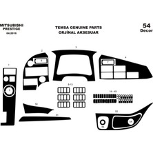 Mars Cockpit Design Mitsubishi Temsa Prestige Konsol-Torpido Kaplama 2016 54 Parça Piano Black