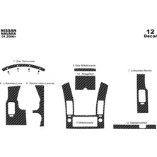 Mars Cockpit Design Nissan Navara Konsol-Torpido Kaplama 2006-2010 12 Parça Karbon