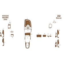 Mars Cockpit Design Nissan Maxima Konsol-Torpido Kaplama 2000-2004 22 Parça Açık Meşe