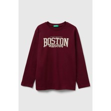 United Colors Of Benetton Erkek Çocuk Uzun Kol Bordo T-shirt 7 - 8 Yaş Enerjik ve Rahat Tasarım