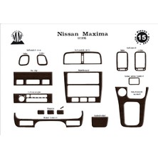 Mars Cockpit Design Nissan Maxima Konsol-Torpido Kaplama 1995-2000 15 Parça Koyu Meşe