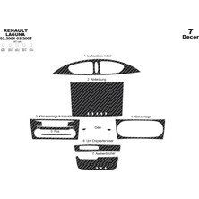 Mars Cockpit Design Renault Laguna Konsol-Torpido Kaplama 2001-2005 7 Parça Karbon