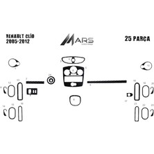 Mars Cockpit Design Renault Clio 3 Piano Black Kaplama Analog Klima  2005-2012 9 Par Siyah Karbon