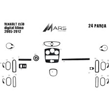 Mars Cockpit Design Renault Clio 3 Piano Black Kaplama Digital Klima  2005-2012 9 Pa Siyah Karbon