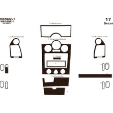 Mars Cockpit Design Renault Megane 2 Analog Klima  Konsol-Torpido Kaplama 2003-2009 Koyu Meşe