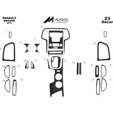 Mars Cockpit Design Renault Megane Konsol-Torpido Kaplama 2016 23 Parça Piano Black