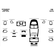 Mars Cockpit Design Mitsubishi Carisma Konsol-Torpido Kaplama 1995-1999 19 Parça Piano Black