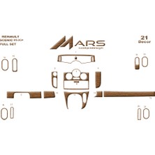 Mars Cockpit Design Renault Scenic 2003- Konsol- Torpido Kaplama 21 Parça Açık Meşe