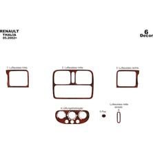 Mars Cockpit Design Renault Thalia Konsol-Torpido Kaplama 2002-2005 6 Parça Maun