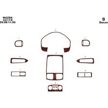 Mars Cockpit Design Mazda 323 Fs Konsol-Torpido Kaplama 1998-2000 9 Parça Maun