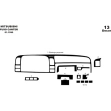 Mars Cockpit Design Mitsubishi Fuso Center Konsol-Torpido Kaplama 1996-2004 13 Parç Piano Black