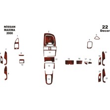 Mars Cockpit Design Nissan Maxima Konsol-Torpido Kaplama 2000-2004 22 Parça Maun