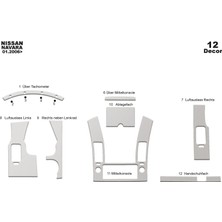 Mars Cockpit Design Nissan Navara Piano Black Kaplama 2006-2010 12 Parça Alüminyum