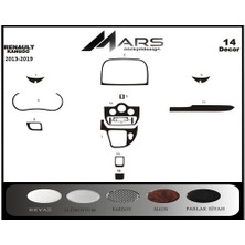 Mars Cockpit Design Renault Kangoo Konsol-Torpido Kaplama 2014- 2019 14 Parça (Digi Piano Black