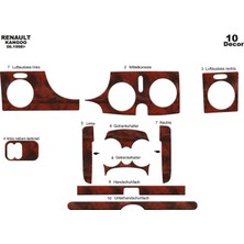 Mars Cockpit Design Renault Kangoo Kubicstar Alüminyum Kaplama 1998-2008 10 Parça Maun