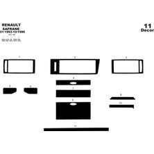 Mars Cockpit Design Renault Safrane Konsol-Torpido Kaplama 1993-1996 11 Parça Piano Black