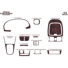 Mars Cockpit Design Nissan Sunny Almera Konsol-Torpido Kaplama 2000-2003 14 Parça Maun