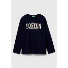 United Colors Of Benetton Erkek Çocuk 3JERC10QO-25K  Uzun Kol Tshirt Lacivert