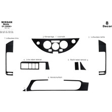 Mars Cockpit Design Nissan Note Konsol-Torpido Kaplama 2006 8 Parça Siyah Karbon